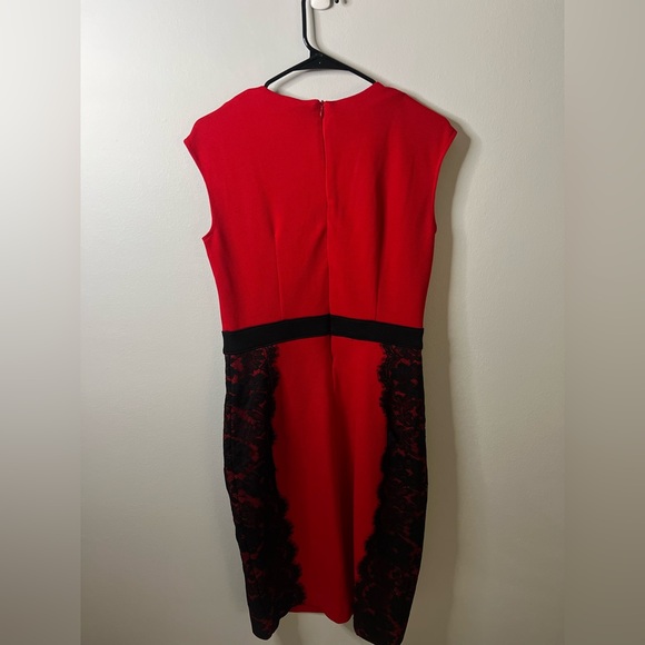 Danny and Nicole red and black lace midi dress size 6 EUC - Picture 3 of 8